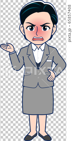 女性上司が怒るイラストのイラスト素材