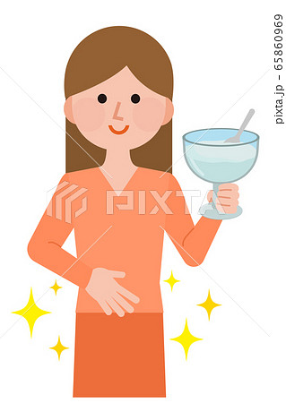 ヨーグルトを食べる女性　腸活　イラスト 65860969
