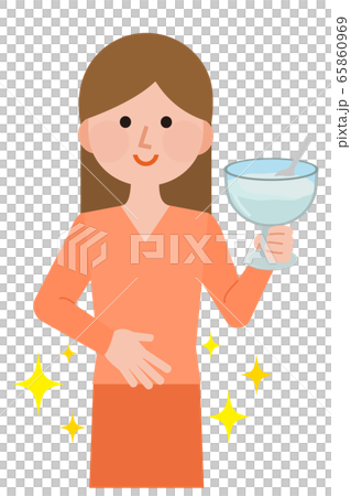 ヨーグルトを食べる女性　腸活　イラスト 65860969