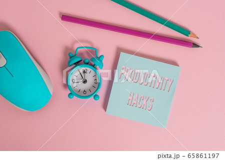 Text sign showing Productivity Hacks. Conceptual 65861197