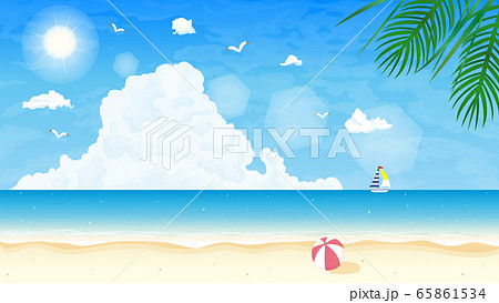 夏 ビーチの風景イラストのイラスト素材