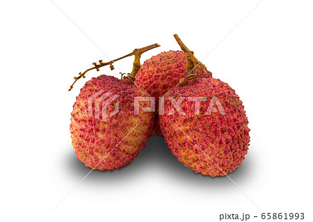 Freshly harvested lychees isolated on white background. Freshly harvested lychees isolated on white background. 65861993