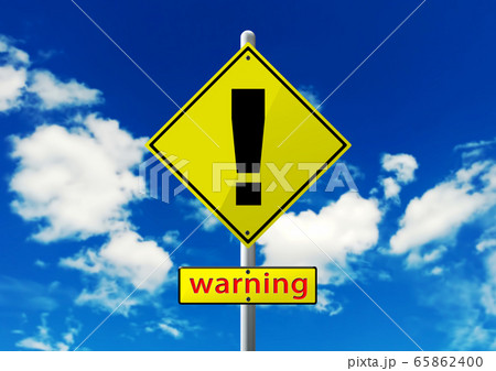 青空に掲げる抽象的なひし形の警告標識のイラスト素材