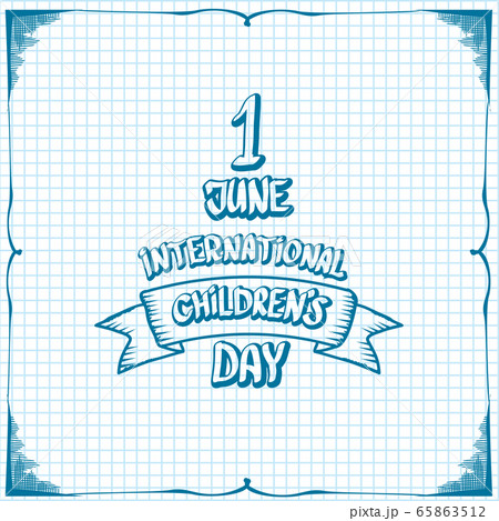 1 june international childrens day cartoon doodle style banner background. happy Children day greeting cad, icon or label. Cartoon kids day poster. Children day hand drawn banner design 65863512