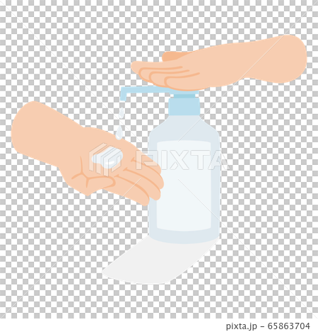 Illustration that disinfects viruses on hands with alcohol solution for disinfection. Illustration that disinfects viruses on hands with alcohol solution for disinfection. 65863704