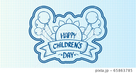 1 june international childrens day cartoon doodle style horizontal banner background. happy Children day greeting cad, icon or label. Cartoon kids day poster. Children day hand drawn banner design 65863785