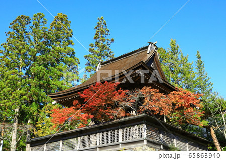 秋の高野山　六時の鐘と紅葉 65863940