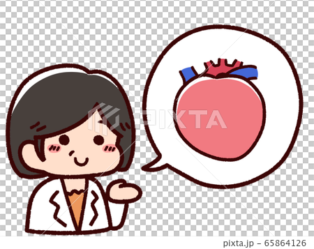 Doctor and speech balloon Female doctor internal organs heart 65864126