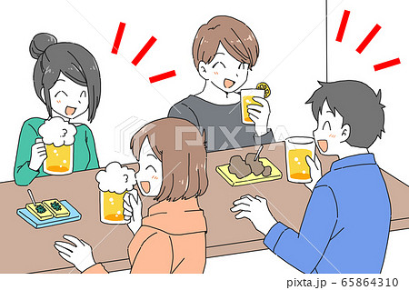 飲み会を楽しむ男女のイラストのイラスト素材