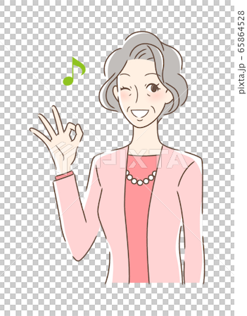 笑顔でOKサインを出す女性 65864528