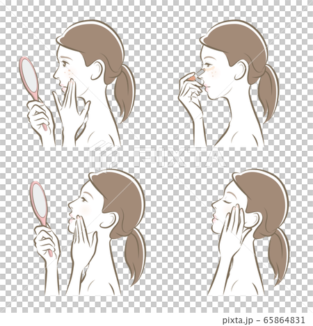 Illustration of a woman doing skincare Illustration of a woman doing skincare 65864831