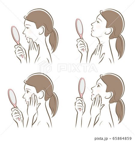 スキンケアをしている女性のイラスト 65864859