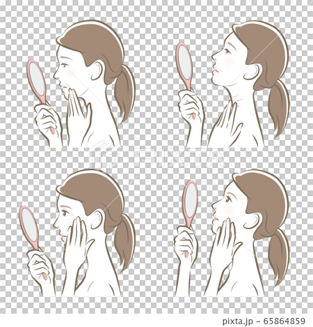 スキンケアをしている女性のイラスト 65864859