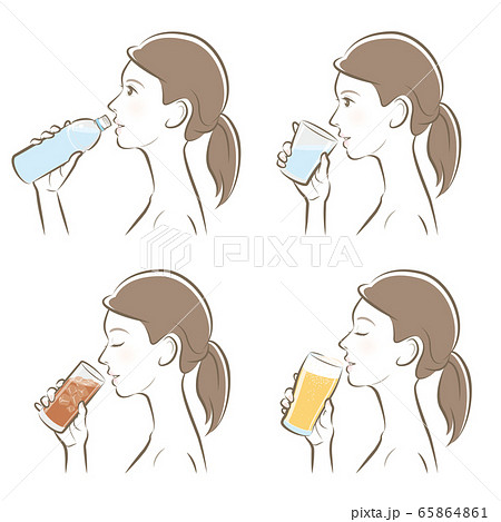 女性の横顔, 冷たい飲み物 女性の横顔, 冷たい飲み物 65864861