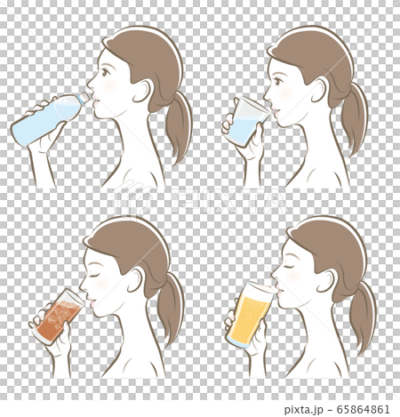 女性の横顔, 冷たい飲み物 女性の横顔, 冷たい飲み物 65864861