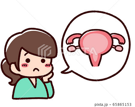 健康を悩む女性　吹き出し　内臓　子宮 65865153
