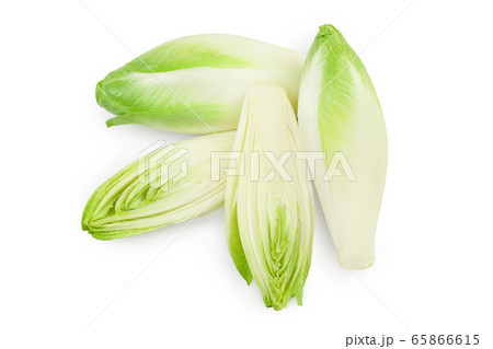 Chicory salad isolated on white background with clipping path and full depth of field. Top view. Flat lay Chicory salad isolated on white background with clipping path and full depth of field. Top view. Flat lay 65866615