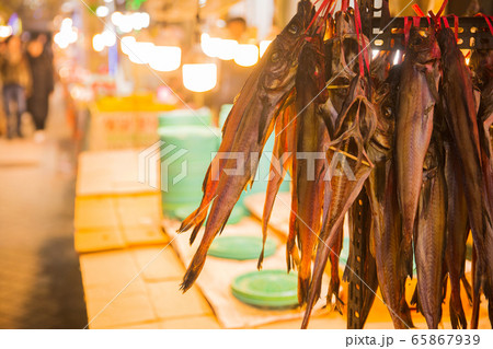 fishing village landscape. fresh fish market at the port in Korea 091 65867939