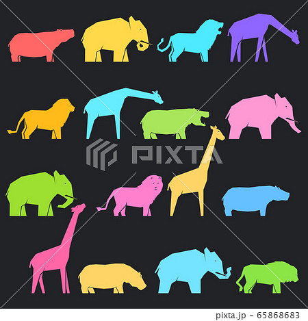 Set of multi-colored african animals 65868683
