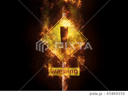 爆発する抽象的な危険標識と黒背景 爆発する抽象的な危険標識と黒背景 65869350