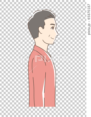 笑顔な男性の横顔のイラスト素材