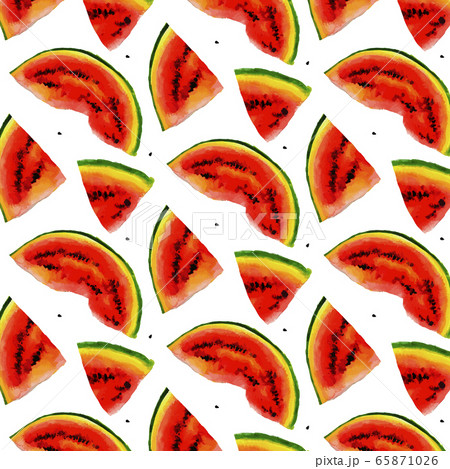 Watermelon seamless watercolor pattern, juicy 65871026