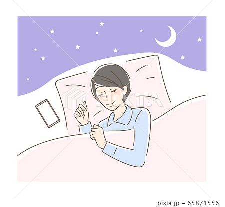 笑顔で眠る女性のイラスト素材