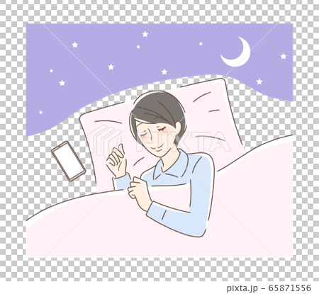 笑顔で眠る女性のイラスト素材