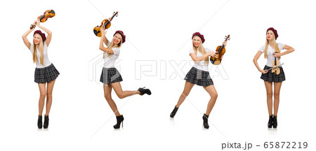 Woman playing violin isolated on white Woman playing violin isolated on white 65872219