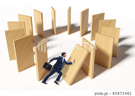 Domino effect and competition concept Domino effect and competition concept 65872482