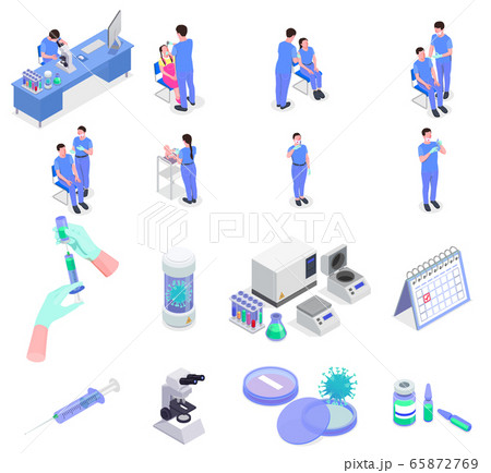 Vaccination Isometric Icon Set 65872769