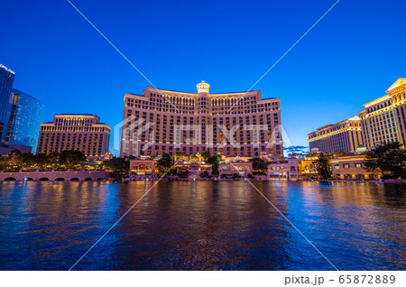 ラスベガス、ベラージオ、夜景 65872889
