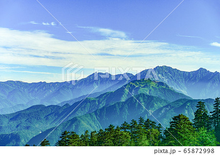 乗鞍スカイライン、シャトルバスより穂高連峰を望む 65872998