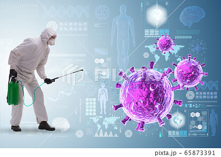 Disinfection concept with person fighting coronavirus 65873391