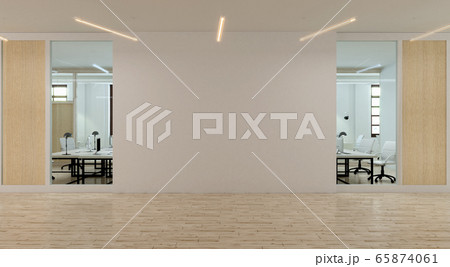 The modern office interior with wooden walls and empty wall with copy space. 3d rendering The modern office interior with wooden walls and empty wall with copy space. 3d rendering 65874061