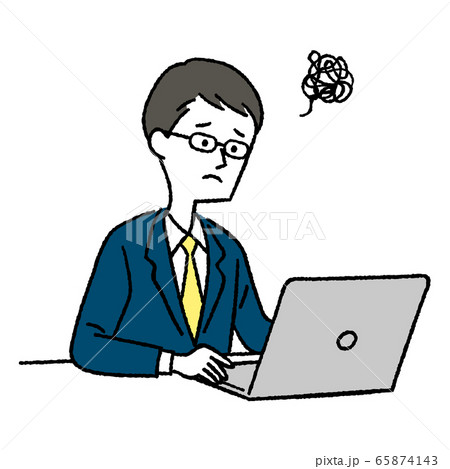 悩む男性ビジネスマン 悩む男性ビジネスマン 65874143