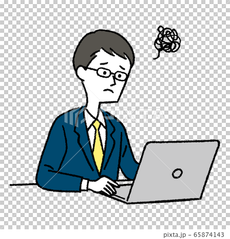 悩む男性ビジネスマン 悩む男性ビジネスマン 65874143