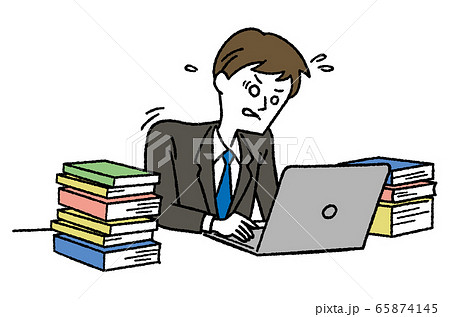仕事に追われる男性ビジネスマン 65874145
