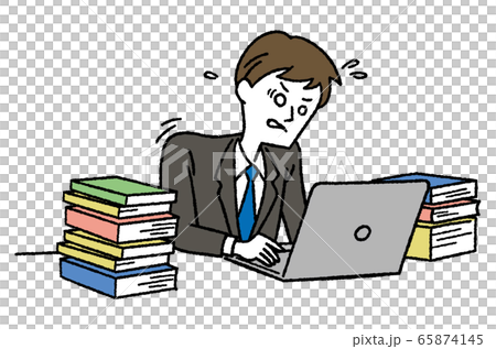 仕事に追われる男性ビジネスマン 65874145