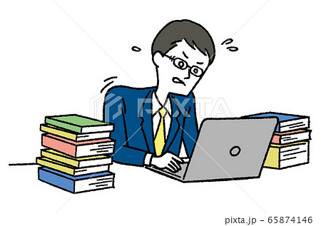 仕事に追われる男性ビジネスマン 65874146