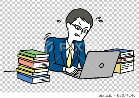 仕事に追われる男性ビジネスマン 65874146