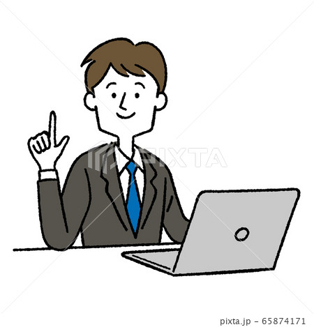指さしポーズの男性ビジネスマンのイラスト素材 指さしポーズの男性ビジネスマンのイラスト素材