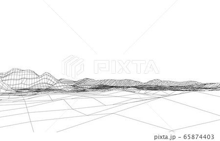 Abstract 3d wire-frame landscape. Blueprint style 65874403