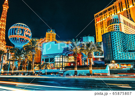 Main street of Las Vegas-is the Strip in evening 65875807