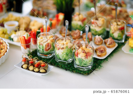 salad in transparent glass glasses server option 65876061