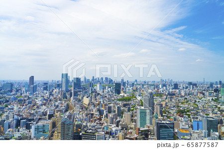 東京風景　5月　渋谷方面　青空と緑 65877587