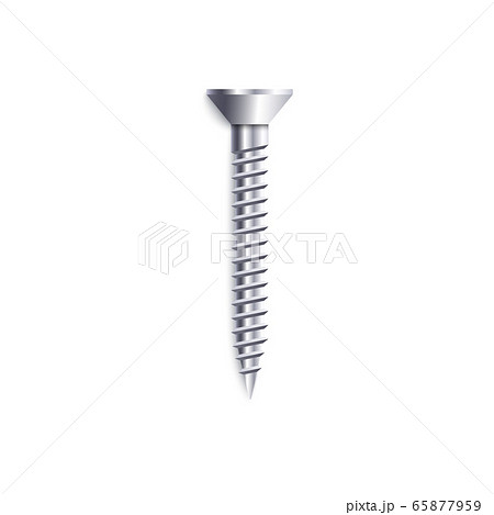 One upright metal threaded screw with flat head in realistic style One upright metal threaded screw with flat head in realistic style 65877959