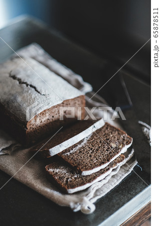 Healthy rye Swedish bread cut in slices over 65878511