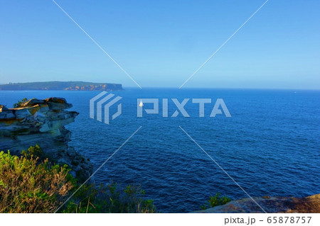 オーストラリア・シドニーの海の風景 ワトソンズベイの白いヨット オーストラリア・シドニーの海の風景 ワトソンズベイの白いヨット 65878757
