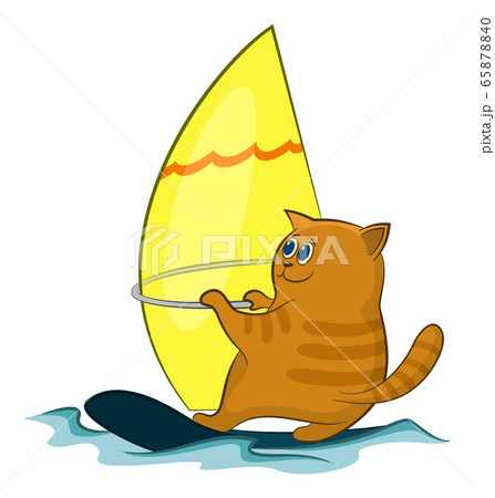 Cartoon Cat Windsurferのイラスト素材